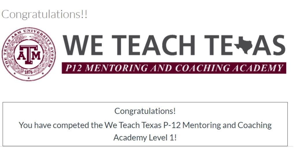 Yay! This past week has been a week of growth, reflection, and so much excitement for the upcoming school year! Cannot wait to put all that I've learned into practice. Novice teachers deserve the best and Texas A&amp;M has definitely prepared me to provide just that. <a href="/we_p12/">The Mentoring and Coaching Academy</a> #MCATAMU