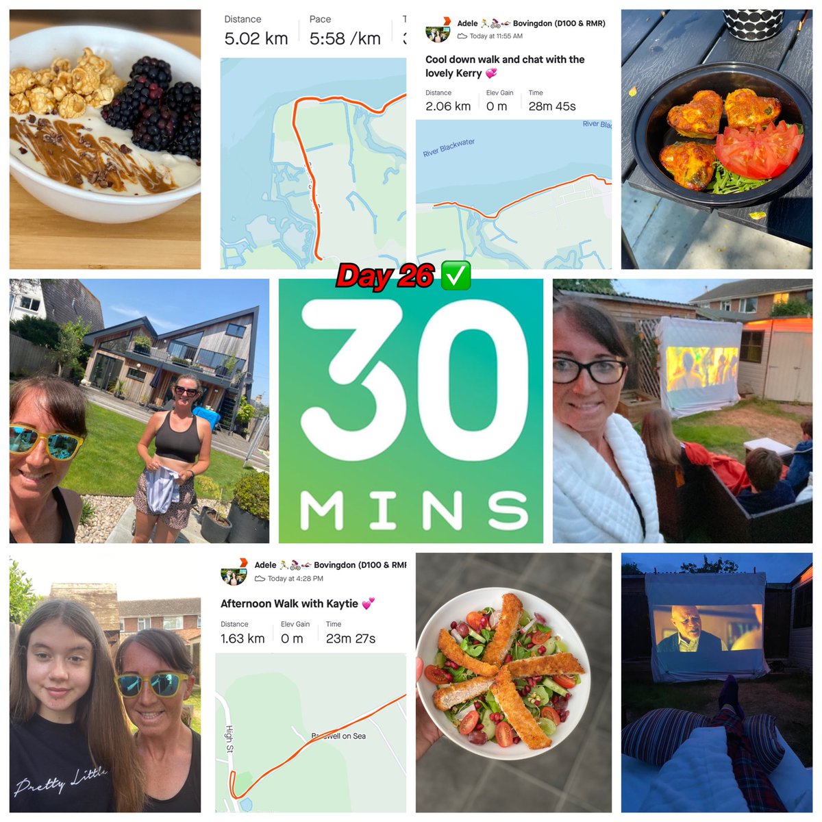 Day 26 ✅
Hot &amp; Sweaty 5km run &amp; 2km Sea Wall Walk with the lovely kerry 🥰
Daily Mile Walk with my daughter Kaytie 💕
All the food 🍽
And an evening of Netflix &amp; Popcorn...in the GARDEN 🎥 🍿 
<a href="/3030Essex/">3030Essex</a> <a href="/3030Essex/">3030Essex</a>