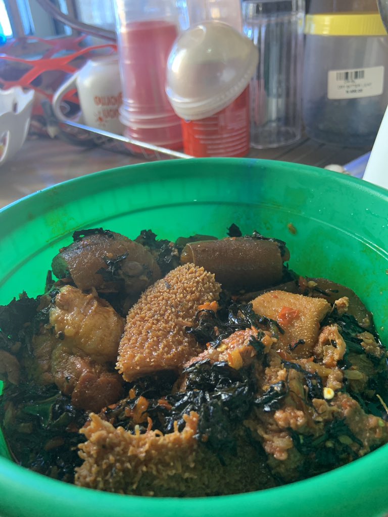 Efo riro featuring offals, ponmo and beef. E tap die. 