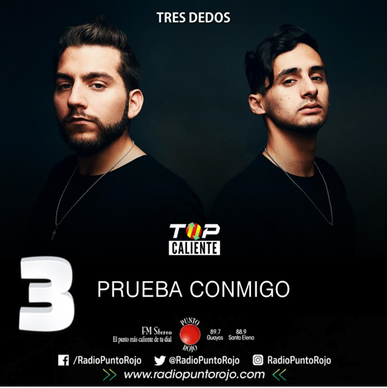 RadioPuntoRojo's tweet photo. #topCaliente vota por #PruebaConmigo @TresDedosMusic 
 dale RT 🔥🔴 https://t.co/lEXG3Oa58n