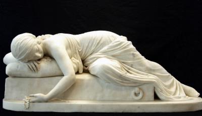 Harriet Hosmer (1830-1908) She’s apparently the FIRST pro female sculptor. Her work was primarily neoclassical. She also designed machines, pioneering a mechanical process for turning limestone into marble. For 25 years she was romantically involved with Louisa, Lady Ashburton