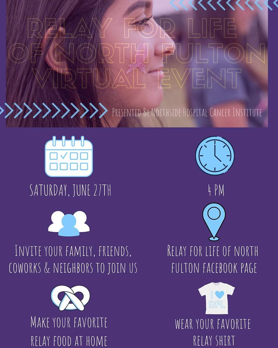 Ms. Pratt (@prattastic5) on Twitter photo Tomorrow is North Fulton's Virtual Relay for Life 2020. Join us on the North Fulton Relay for Life Facebook page on Saturday, June 27 @ 4pm. Cancer doesn't stop and neither do we! #relayforlife <a href="/RelayForLife/">RelayForLife</a> <a href="/RelayNFJams/">RFL North Fulton</a> <a href="/teamdolvinRFL/">Dolvin Relay 4 Life</a> Tomorrow is North Fulton's Virtual Relay for Life 2020. Join us on the North Fulton Relay for Life Facebook page on Saturday, June 27 @ 4pm. Cancer doesn't stop and neither do we! #relayforlife <a href="/RelayForLife/">RelayForLife</a> <a href="/RelayNFJams/">RFL North Fulton</a> <a href="/teamdolvinRFL/">Dolvin Relay 4 Life</a>