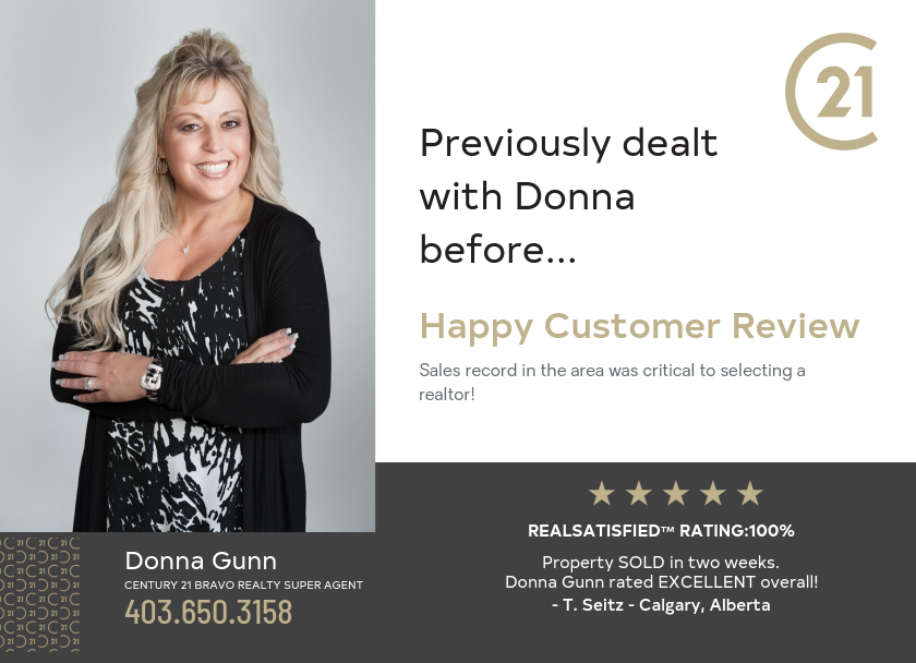 c21bravorealty's tweet photo. Congratulations @DonnaGunnC21 for a 100% #StellarReview from a very #HappyCustomer on #RealSatisfied! Your expertise was critical in her selection of a realtor and you fulfilled every expectation!
#Bravo! Job well done! #YYCRealtor #YYCRealEstate #HomeSales #C21BravoRealty https://t.co/s7xKOAI1F6