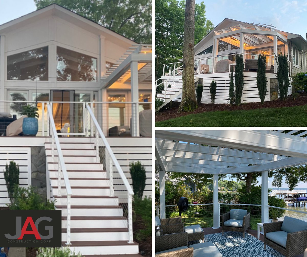 JAGConstCorp's tweet photo. Ready to feel inspired? Check out this Lake Norman deck remodel featuring a pergola and handrails that look like they are a part of the original home design: https://t.co/mHrQtq1HRG #CLT #Charlotte #LKN #LakeNorman #OutdoorLiving #Remodel #Construction #Pergola https://t.co/SfWq5Zz2Mr