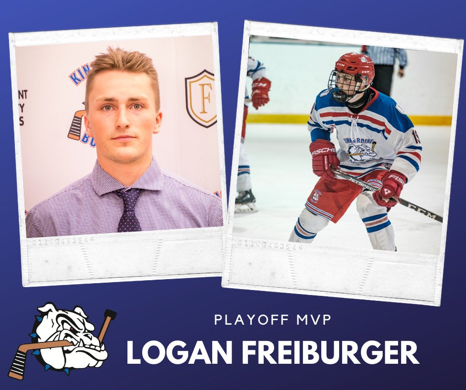 JrC_Bulldogs's tweet image. Round 3 of the Award Winners features a member of our 'graduating class' - Named the 2019-2020 Top Defensive Player and Playoff MVP - Tara native Logan Freiburger. Congrats Logan, we have some big skates to fill!