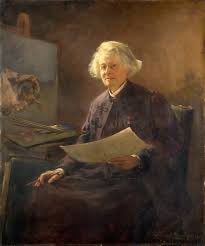 Anna Elizabeth Klumpke (1856-1942) A portrait/genre painter known for her portraits of famous women. She had a romance with Rosa Bonheur that lasted until the painters death. She was named as the sole heir to Bonheur's estate, and used the money to start an art school for women