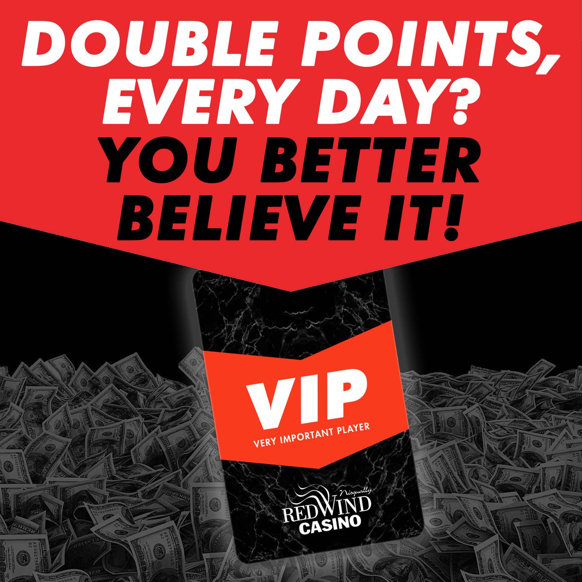 redwindcasino's tweet photo. Use your Club Red Rewards card and recieve DOUBLE POINTS every-time you play. Winning has never been easier, and racking up points has never been FASTER! โ โ ๐ฐ ๐ค
#RedWindCasino #ClubRedRewards #YoureVIPHere https://t.co/5JJ6mXpIqI