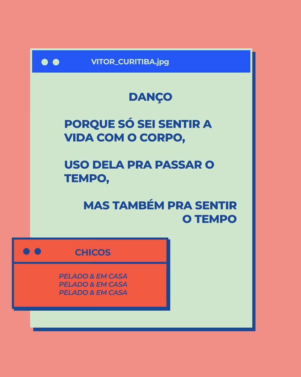 AboutChicos's tweet photo. "pensando nas perguntas me veio a ideia de como relaciono o corpo como objeto, objeto de estudo, mas objeto de canalização da força vital" https://t.co/oQMajPkScs