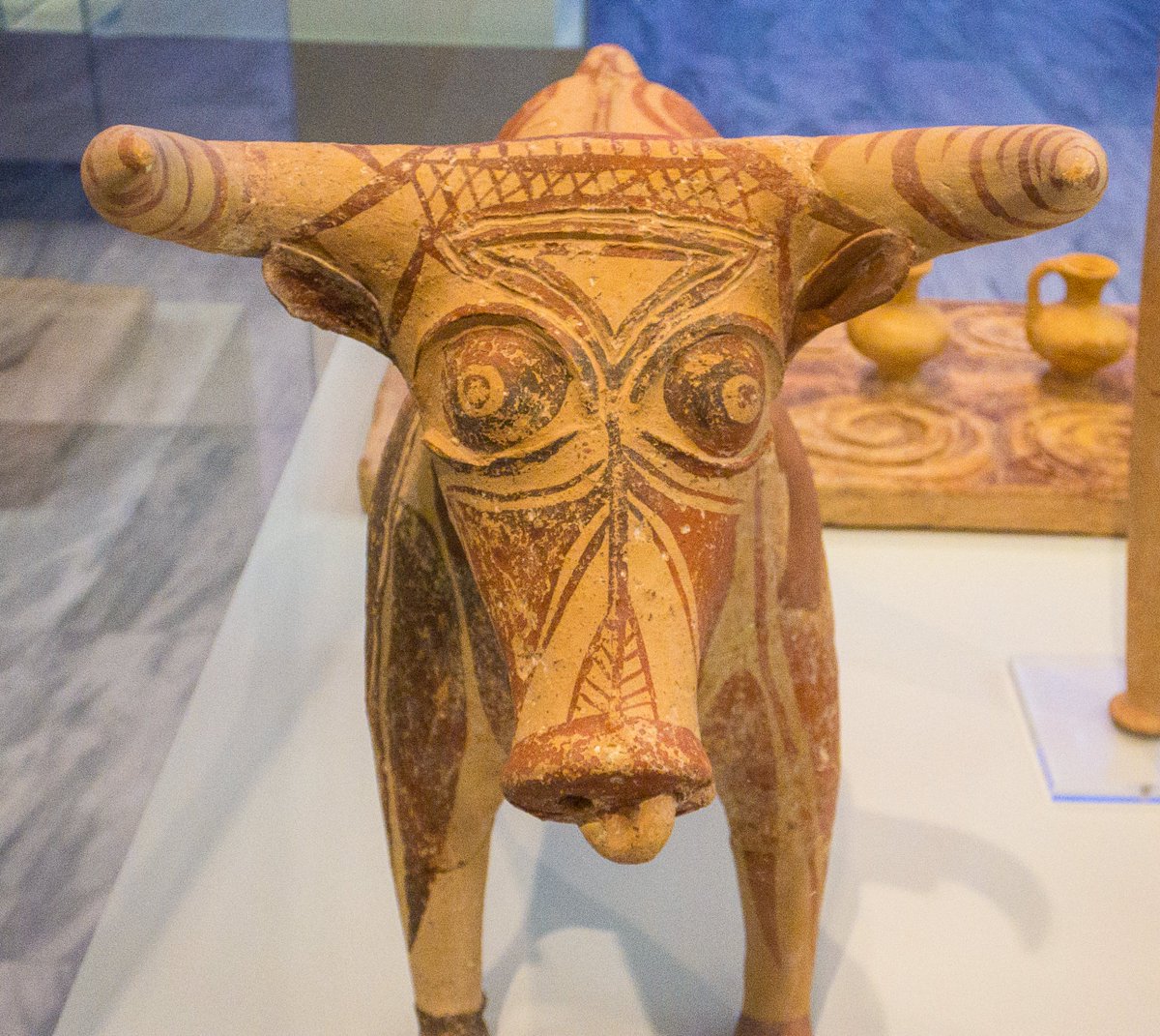 Clay figurine of a bull. From Phaistos, 1300-1100 BC. Heraklion Archaeological Museum. #MuseumsUnlocked