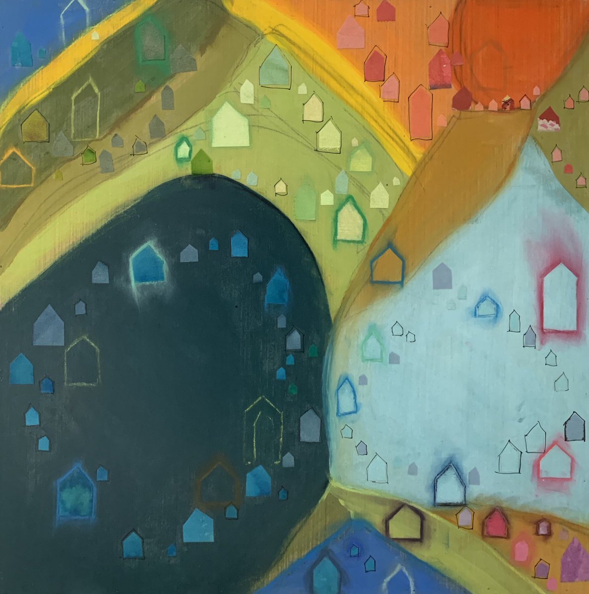 heatherbaumbach's tweet photo. More new work #art #ArtistOnTwitter #artforsale #womenart #womenartists #mixedmedia #fiber #acrylicpainting #pastel https://t.co/UhNNQa6xl2
