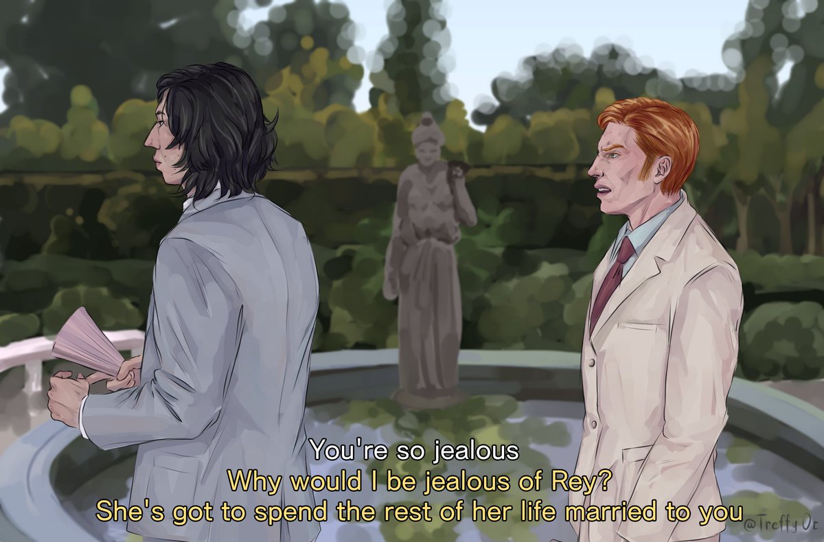 Treffy_Ot's tweet photo. The Princess Diaries AU!
Kylo as princess and Hux as who wants to seize the throne, Rey as Kylo's bride
But I just can’t decide who the queen of Genovia is. Anakin or Padme? If this is anakin, then we get Obi-Wan as the queen's bodyguard
#kylux #KyloRen #Hux #generalhux #kyluxAU https://t.co/aRt3bVKRCY