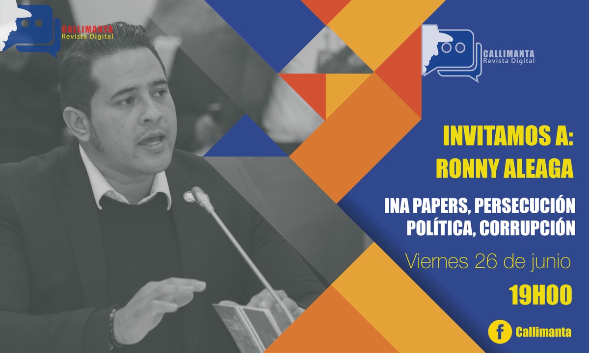 callimanta's tweet photo. Los invito a seguir el diálogo que mantuvimos con el Asambleísta @RonnyAleagaS en nuestro programa #Callimanta. Hablamos sobre la crisis política, #inapapers y la corrupción en el gobierno de #Moreno. 👇
https://t.co/yeqrKvrrFL https://t.co/z6SROpgHCU