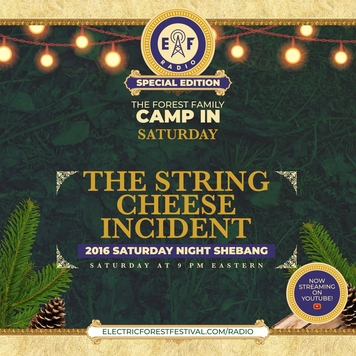 Electric_Forest's tweet photo. Live now on EF Radio - enjoy a free showing of @SCI_Official's June 24 performance from Electric Forest 2016: https://t.co/xBkgY2jeb3
And get a double dose of Cheese with a special airing of the Saturday Night Shebang from #EF2016, tomorrow at 9 PM Eastern on EF Radio! https://t.co/xLnYAChYJb