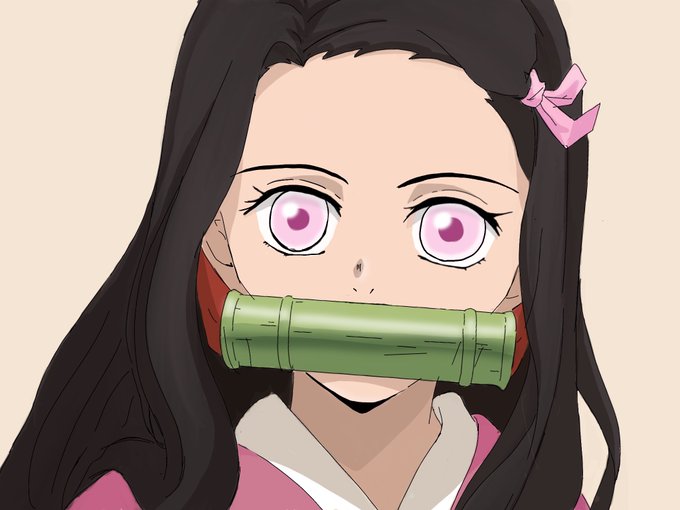 MisoさんがTwitterに投稿した竈門禰豆子(鬼滅の刃)のイラスト。