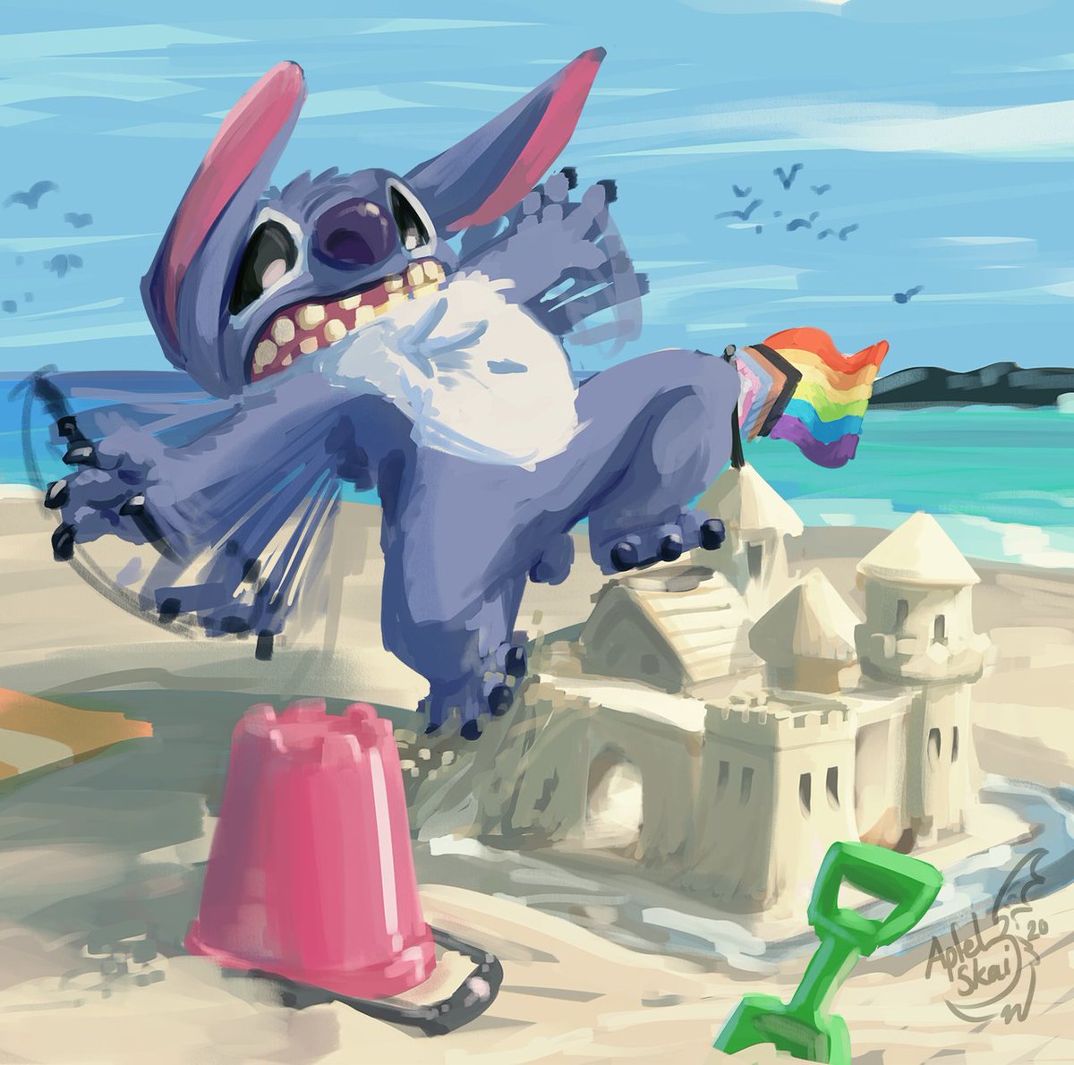 Happy #StitchDay #626Day !

Wanted to do something summery again this year, and as always Happy Pride Month as well!

Note: Most sand castles are not weight bearing.