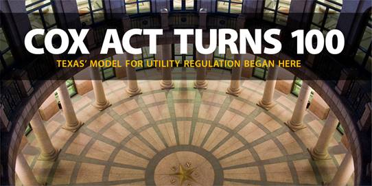 tcaptx's tweet photo. The Cox Act, 100 years old this month, created the model for city and state cooperation in Texas utility regulation. #txlege #utilityregulation #txutilities https://t.co/wnsATXdUhS https://t.co/ofgHZFXY1f