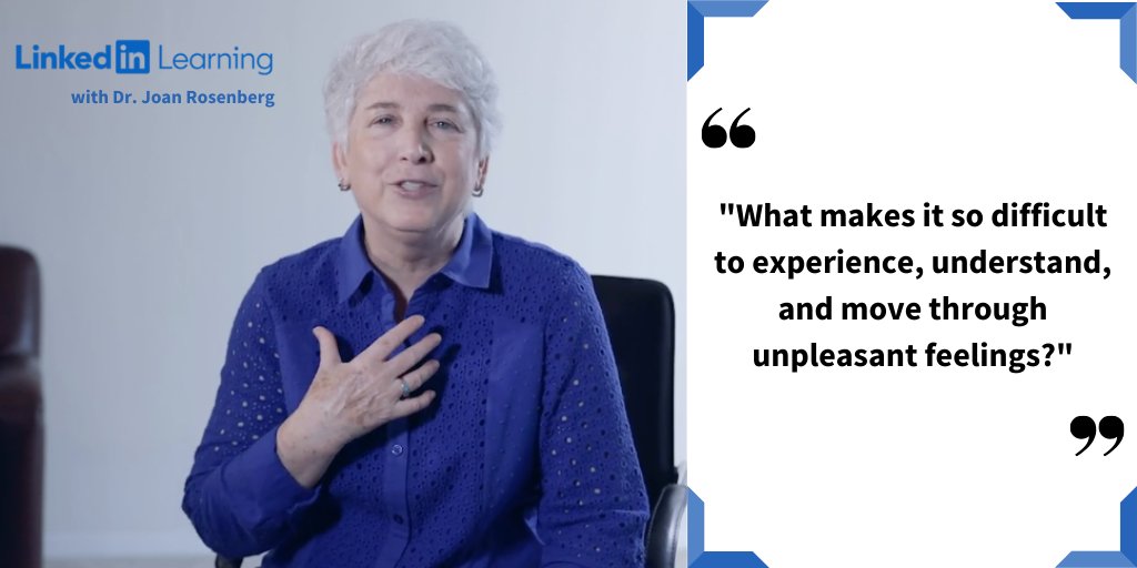 DrJoanRosenberg's tweet photo. In my course with LinkedIn Learning, I answer the question of why unpleasant emotions are so difficult, and give you a solution, to help you understand why you feel the way you feel.

https://t.co/CFC2LRuM80 https://t.co/FsIGxT2jCV