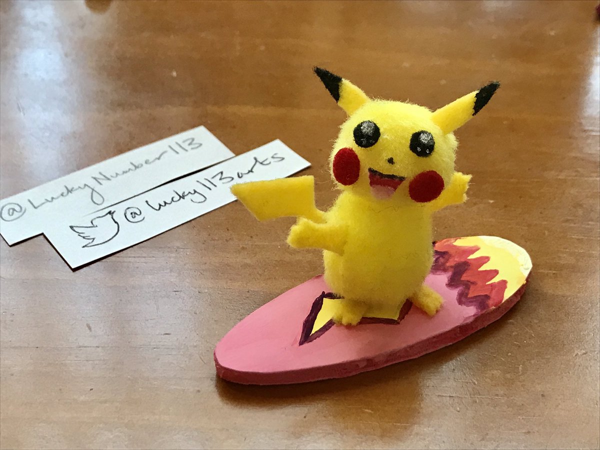 lucky_number113's tweet photo. A model of Surfing Pikachu from the original Pokémon Snap.  I am SO EXCITED for the new one coming to the Nintendo Switch, and so I made this in celebration.
#pokemon #pikachu #artsandcrafts #pokemonsnapisback #surfing #Nintendo #deviantart https://t.co/AQX6nqXPzJ