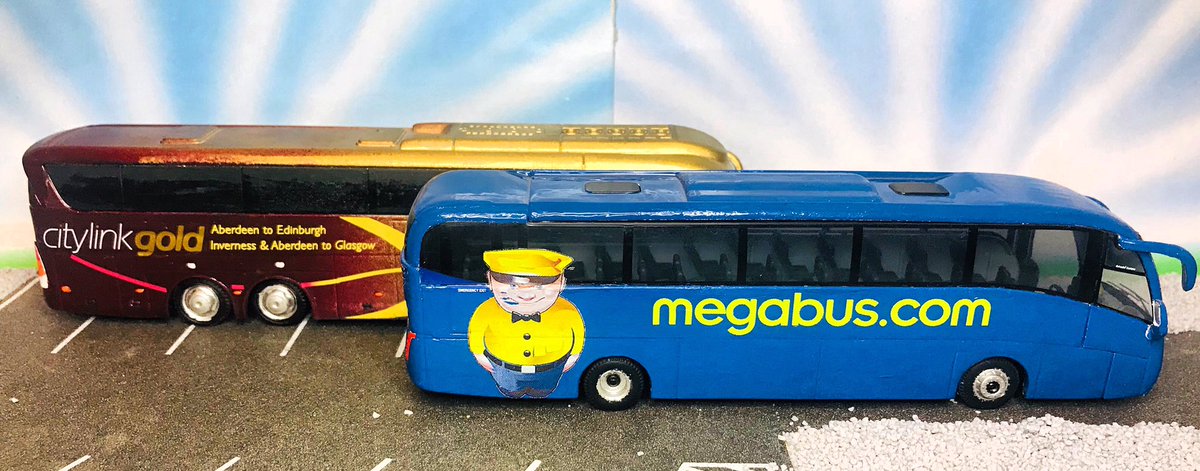 BusModelScot's tweet photo. Selection of @ScotCitylink models feat. different liveries. Including Code 3 #CitylinkGold and @megabusuk models. 

Also incl @irnbru taxi and code 3 @polscotrpu BMW model. 

The #CitylinkGold and #StrathPol models are my own work. https://t.co/Znyng1Ua2Z