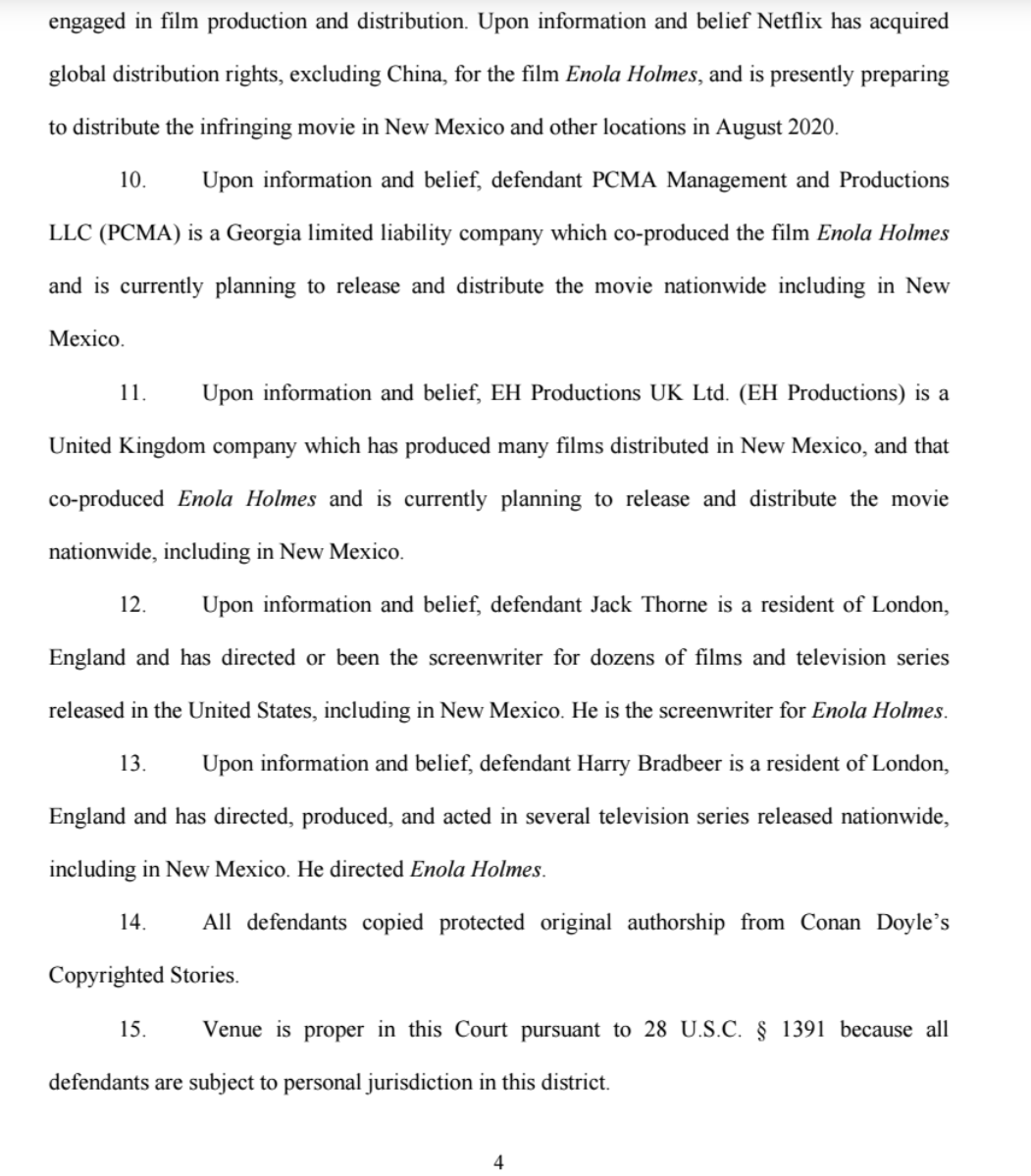 I haven't been paying close attention to the strategy behind venue choices in copyright, but I find myself wondering why New Mexico. It's in the 9th, and it's a small state. Rocket Docket? I'm not going to dive down that rabbit hole, but I could see this not turning out well.