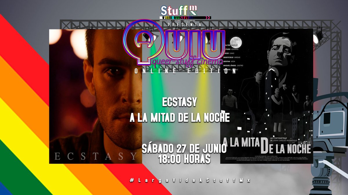 STUFFMXFilmFest's tweet photo. No te pierdas ECSTASY y A La Mitad De La Noche en #QUIU de #LargaVidaAStuffMx celebra el #Pride #Orgullo2020 Presiona el enlace en punto de las 18:00 horas.
https://t.co/vztLL869ny https://t.co/OunjtPrLVD