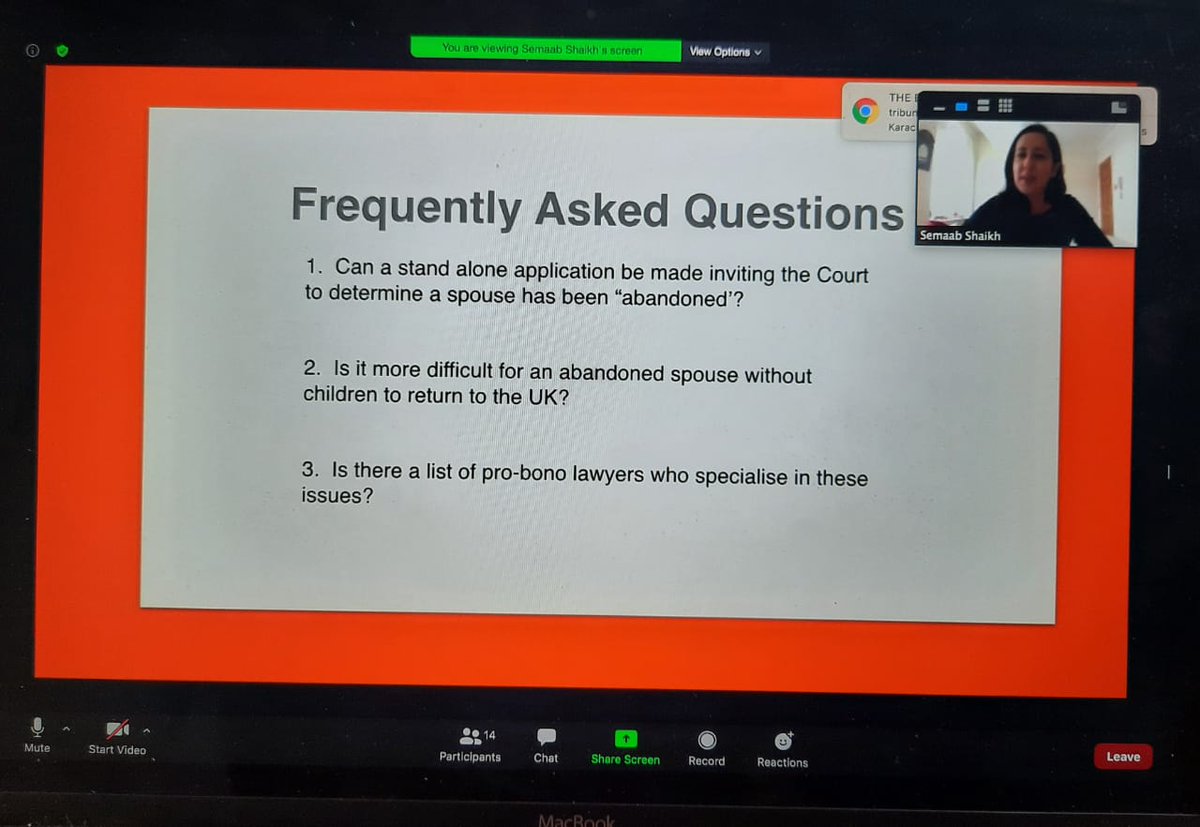 WomenInLawPk's tweet photo. On 26 June 2020 #beti and #womeninlaw held the Follow-Up session on the legal position of #StrandedSpouses. Our speakers #SemaabShaikh, #SusieSanders and #FaizaShaikh answered the FAQs related to this issue.
@rammacheema @BHCBarristers @mohrpakistan @MalBokhari @valekhan https://t.co/LZTbYHJSVZ