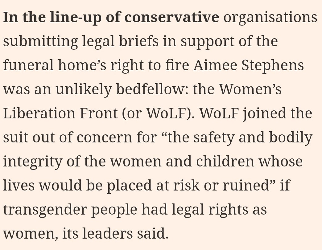 Some feminists are finding common cause with the religious right. In the UK some self-described 'Gender Critical' feminists are supporting the "Alliance for Defending Freedom" on trans rights, despite the latter's implacable opposition to a woman's right to an abortion.