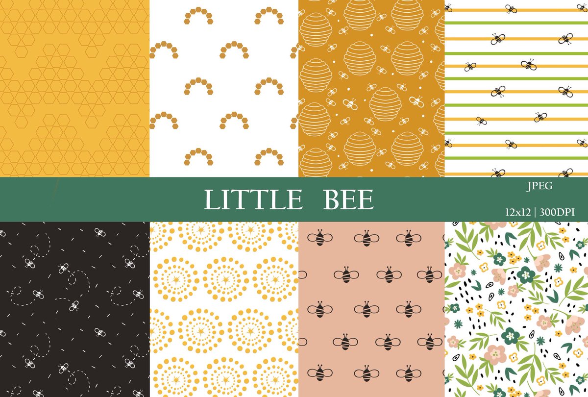 IllpiSpace's tweet photo. Excited to share this item from my #etsy shop: Honey bee digital paper pack / Honeybee Seamless Patterns / Summer Scrapbook Paper / Bees &amp; Blooms https://t.co/LXIgiLhYJz https://t.co/ZbIE6wSpvg