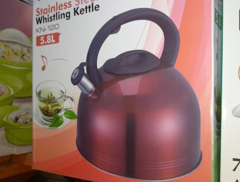 Whistling kettlesFrame 1 - 5.8 litres whistle kettle N6500Frame 2 - 3 litres whistle kettle N4000We deliver every where in the country and Wholesales is available for people that wants to re sell.