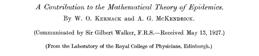 This is a seminal paper in Proceedings of the Royal Society by W. O. Kermack and A. G. McKendrick on the plague epidemic in Bombay (1905-1906) with a mathematical derivation of herd immunity. McKendrick had worked for the Indian Medical Service, and had assisted Ross for years