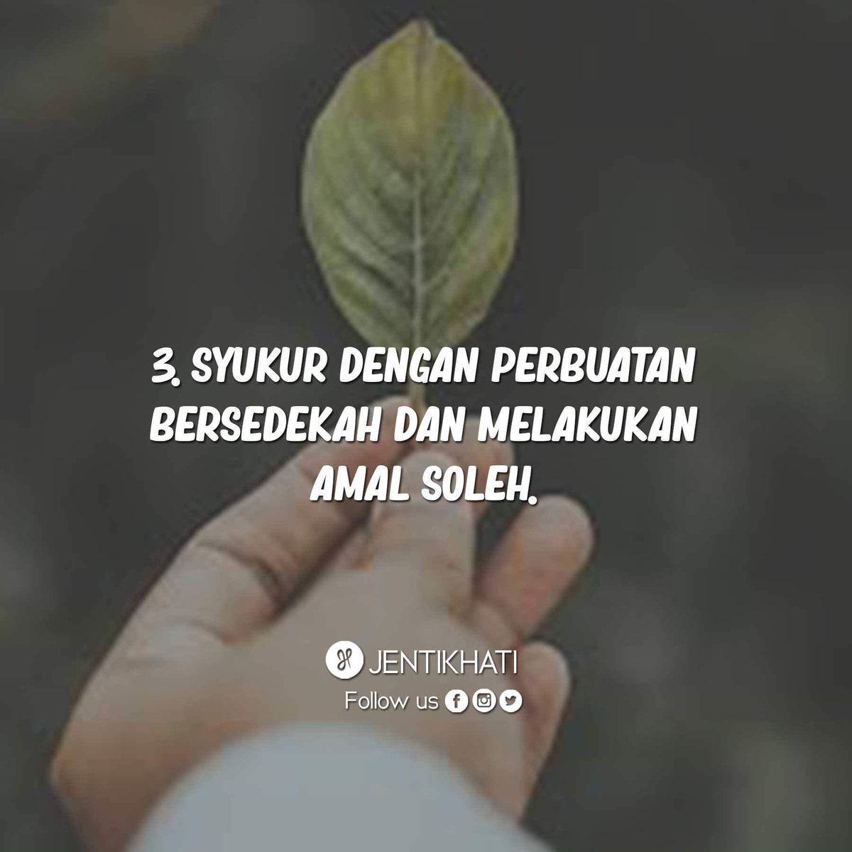 jentikhati's tweet photo. 3 perkara penting untuk berjaya yang perlu diingat dan diterap dalam hati.

1. The power of SYUKUR
2. The power of SABAR
3. PERCAYA pada proses

Konsisten dengan apa yang kita perlu buat. https://t.co/brBKeaeFnB