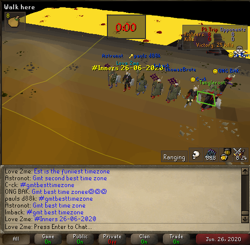 RealCommunityPK's tweet photo. DK's minion clan keeps deteriorating even more. 
Dropping as low as to join an open cc Streamer's team just to avoid in there, too.
it was so boring that we decided to do inners. -_-
@MoiWorIdOSRS do something  

https://t.co/mVXSyAVVnU
#KingsofGMT #Pray4karatewife #Moidown https://t.co/1d9D2PHDr8