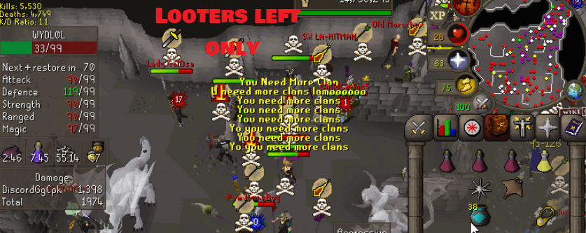 RealCommunityPK's tweet photo. DK's minion clan keeps deteriorating even more. 
Dropping as low as to join an open cc Streamer's team just to avoid in there, too.
it was so boring that we decided to do inners. -_-
@MoiWorIdOSRS do something  

https://t.co/mVXSyAVVnU
#KingsofGMT #Pray4karatewife #Moidown https://t.co/1d9D2PHDr8