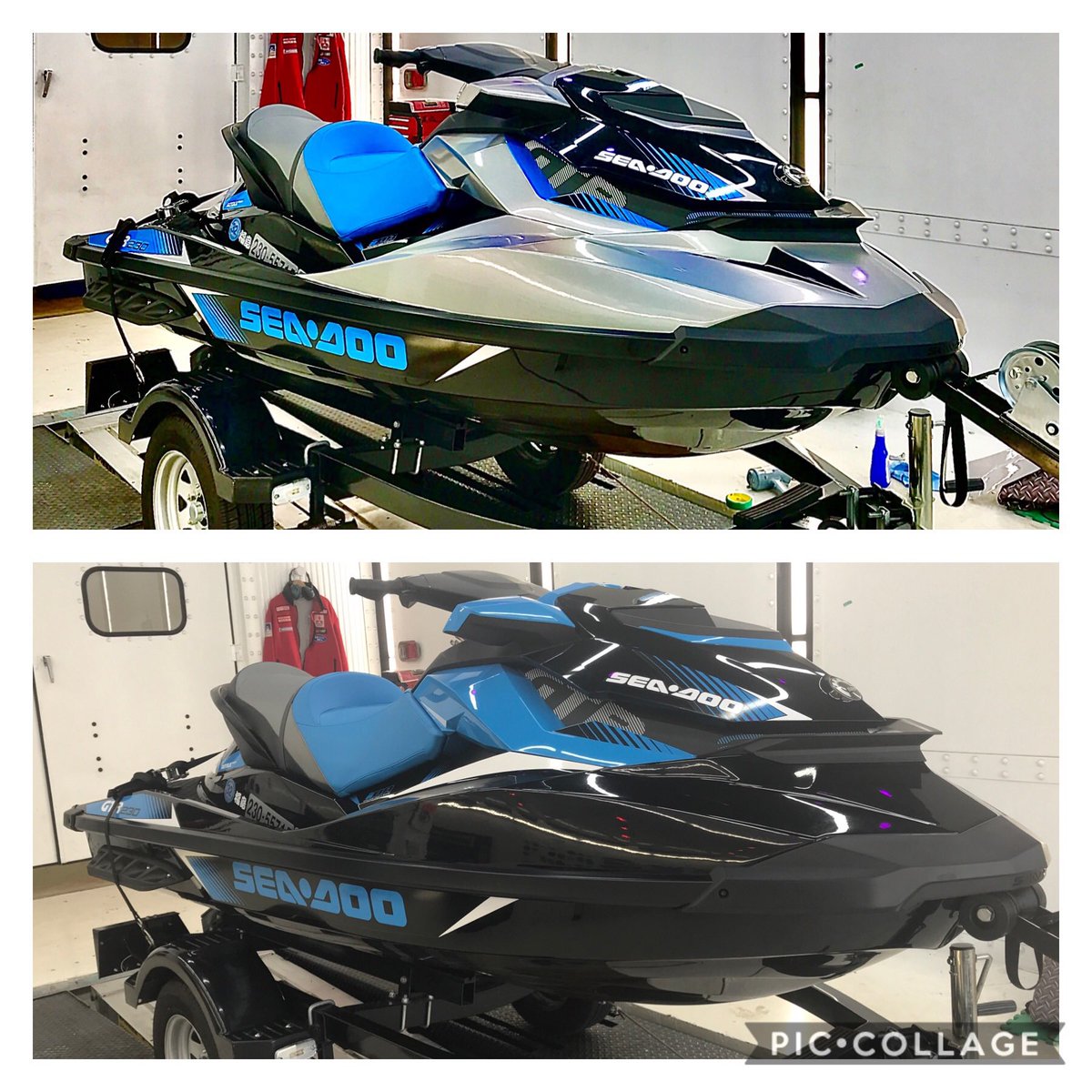 CF_shinpu's tweet photo. ジェットスキーのラッピング完了！気軽に雰囲気が変えられる所がラッピング最大のメリットですねー♪
#ジェットスキー #ラッピング https://t.co/RvRLnxMntG