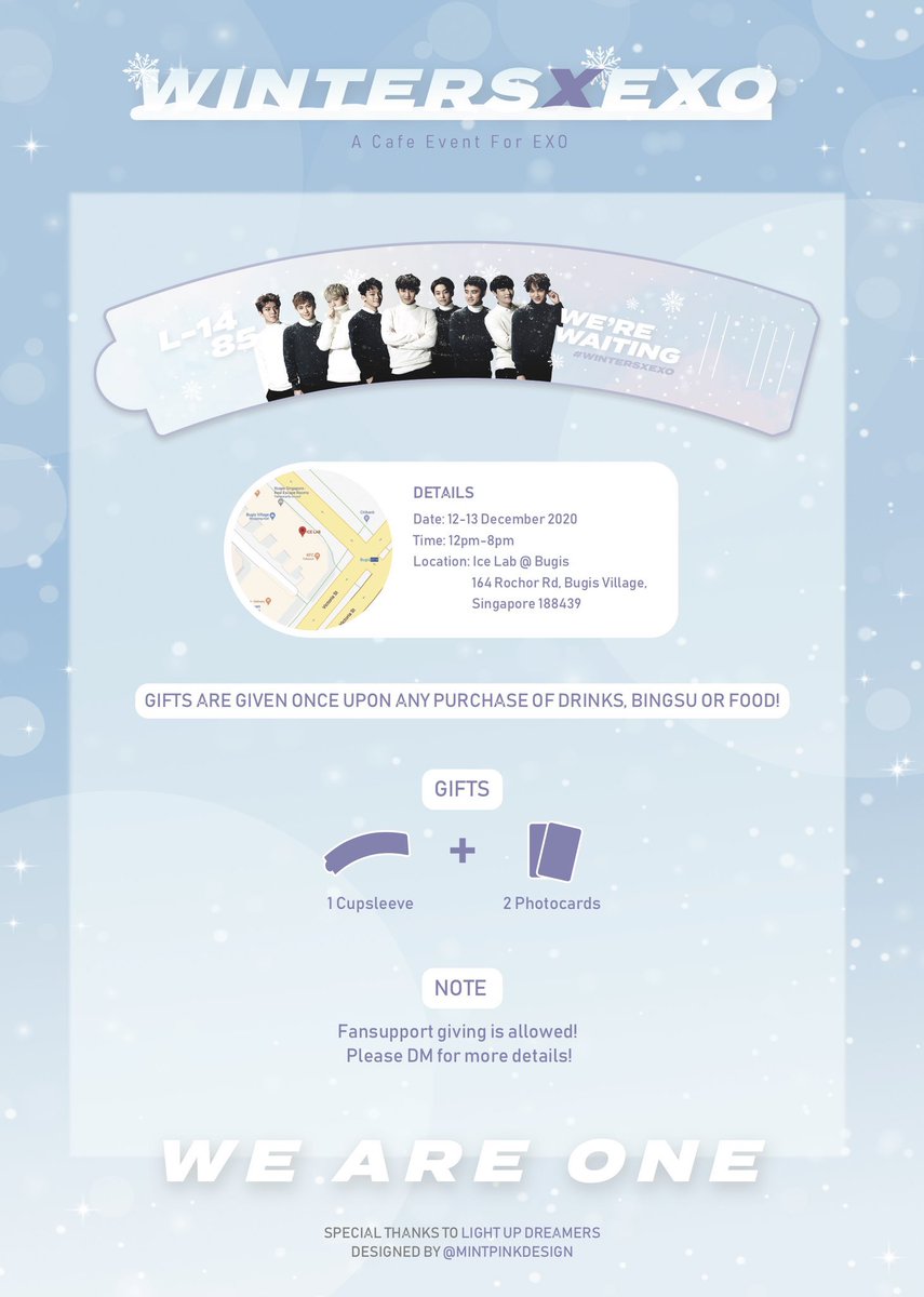 xiucafeeventsg's tweet photo. [RT/SG]
The details are finally out! 🤩 Come join us for a warmer winter with exo this december!! There will be games, quizzes &amp; morse codes 🤫

📅: 12-13 December, Sat-Sun
⏰: 12pm - 8pm
📍: Ice Lab, Bugis

More details in the posted below, follow us for updates!❄️
#wintersxexo https://t.co/LKuJoRWQlL