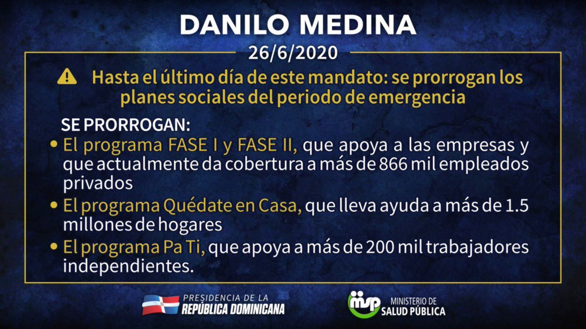 DMRedesOficial's tweet photo. Se prorrogan los programas:
#FASE
#QuédateEnCasa
#ProgramaPaTi
Programas de ayudas alimentarias.
#DaniloSiempreConLaGente
#DMRedesSociales https://t.co/xmO9V0QjMw