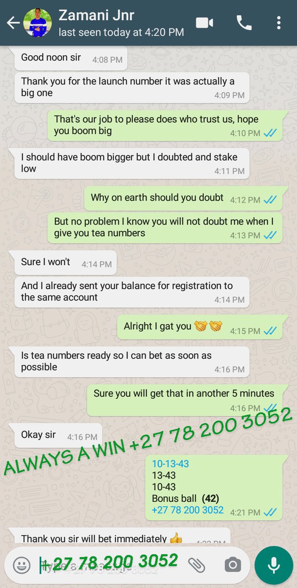 Nobuhlelee2's tweet photo. × This is not the time to give up, it's the time to try again
×We never scam we do as promise, a trail alone will convince you.. 
*Get you correct numbers here🔢
√For those that's are ready to risk to get rich 
📞Whatsapp
+27 78 200 3052
+27 78 200 3052 https://t.co/D4VjueoaUY