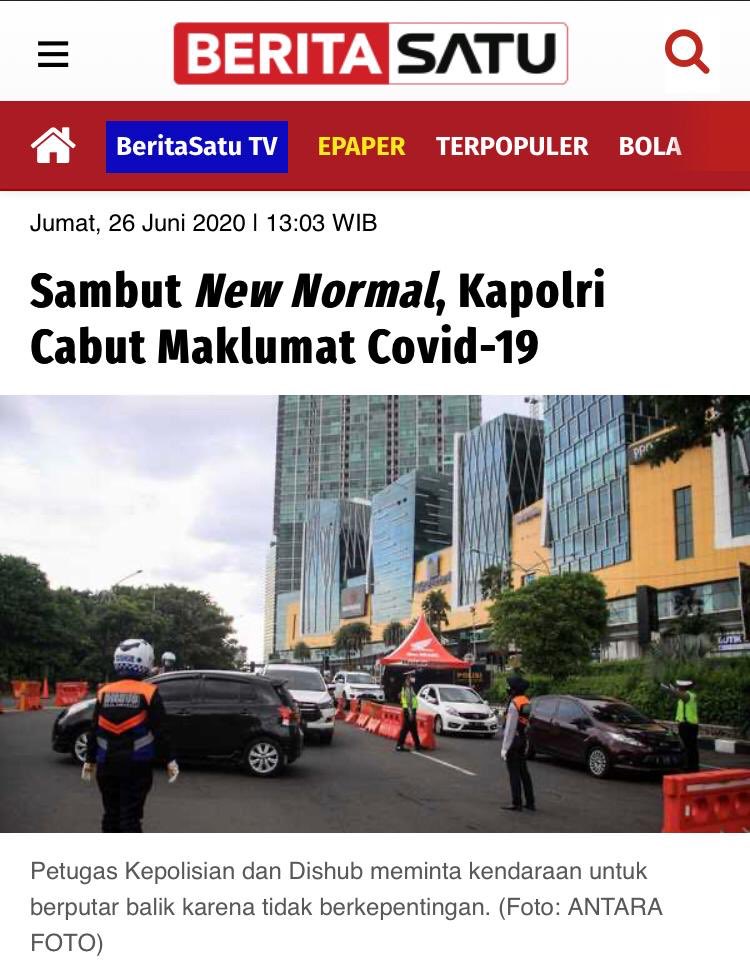 LautHumas's tweet photo. Kepala Divisi Humas Polri Irjen Argo Yuwono membenarkan surat telegram Kapolri Jenderal Idham Azis tersebut. Menurutnya, dg dicabutnya Maklumat Kapolri, Korps Bhayangkara ttp akn mlkn pngawasan &amp; pendisiplinan soal penerapan protokol kshtn pd masyarakat. #PolriKawalAdaptasiBaru https://t.co/PXKvHO9Tsk