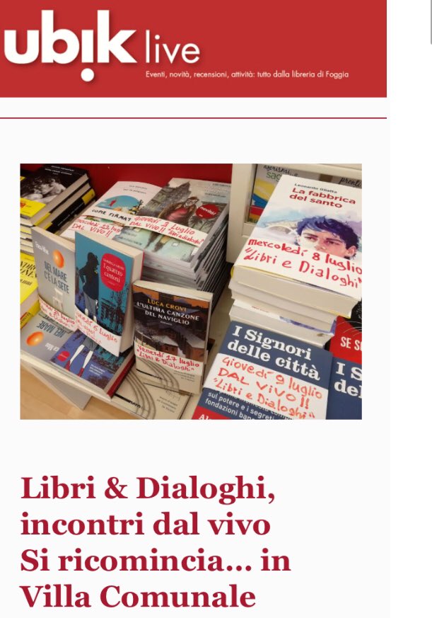 ubikfoggia's tweet photo. #ubiklive #libriEdialoghi
Si ricomincia. Dal #2luglio
tornano gli incontri dal vivo
#insieme #inVilla https://t.co/7mLEpqpq6l