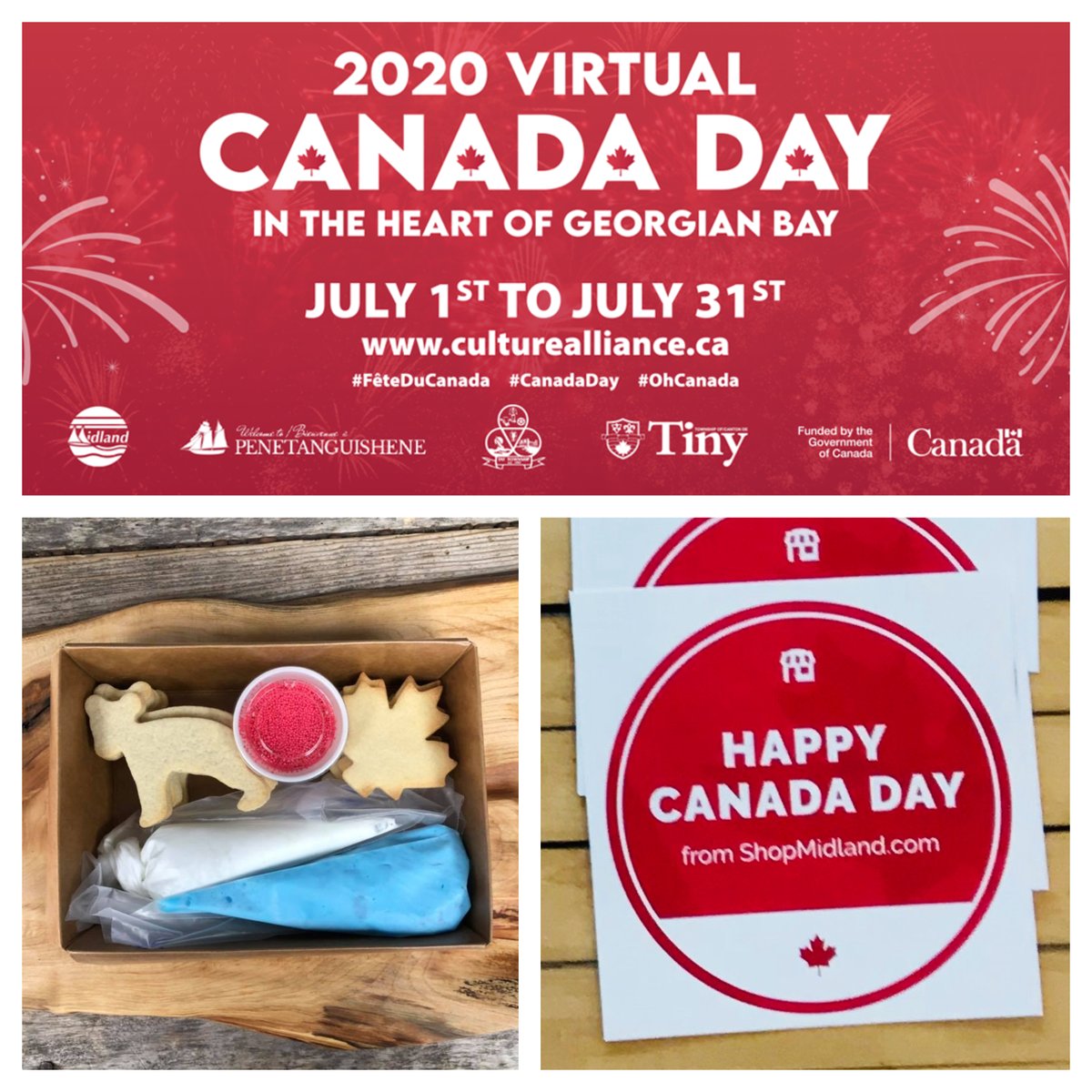 Visit our Downtown Midland booth tomorrow (Sunday, June 28th) at the Southern Georgian Bay Farmers Markets from 9am to 1pm to receive a Free Canada Day Cookie Decorating Kit.

ShopMidland.com will be handing out free stickers.

Virtual Canada Day: culturealliance.ca/canada-day-202…