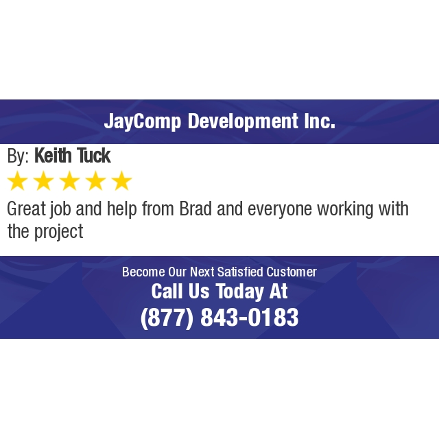jaycompdevelop's tweet image. 5 Star: Keith T. "Great job and help from Brad and everyone working with the project"