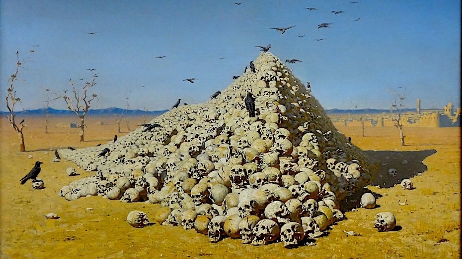 virginielcraven's tweet photo. "L'Apothéose de la guerre" ou l'appel de la Paix en soulignant l'horreur de la bataille. 💀🤍

L'une des 13 peintures russes les plus célèbres.
By Vassili Verechtchaguine https://t.co/v3LqMC5hCr