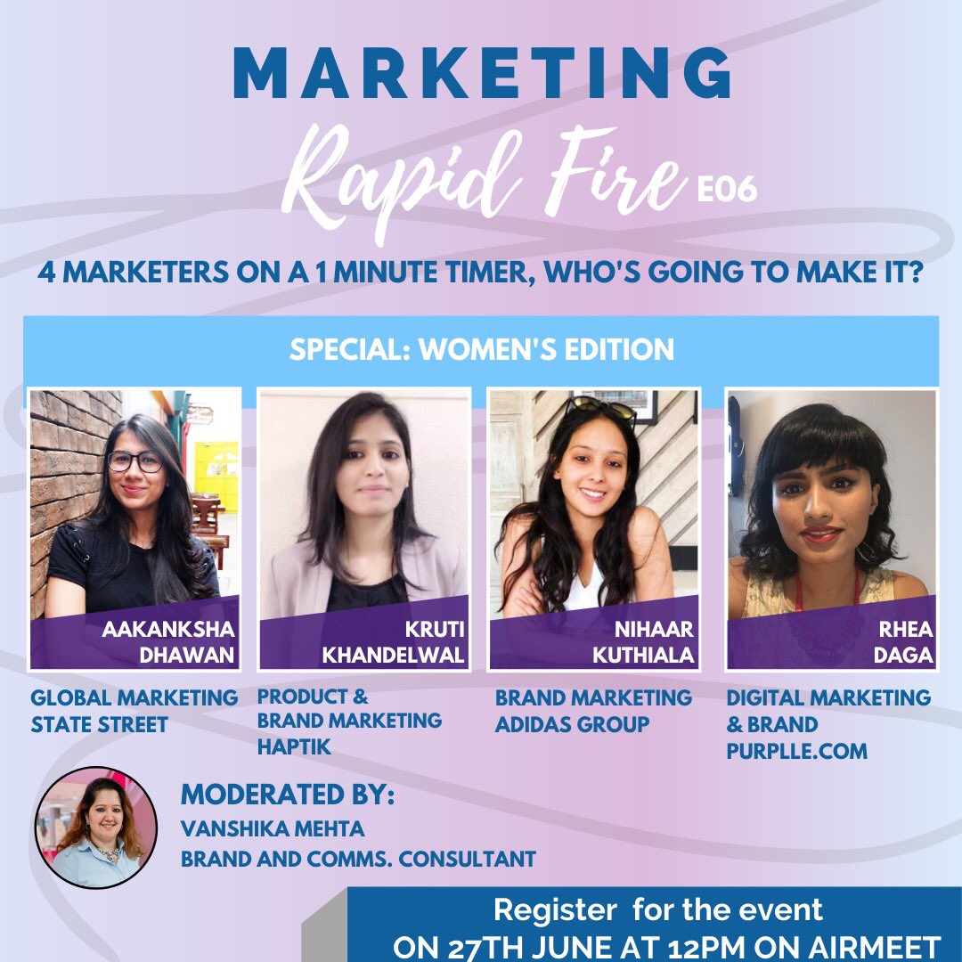 NKuthiala's tweet photo. Looking forward to an interesting round of the #MarketingRapidfire with these lovely ladies! A whole of interesting insights and conversations are just what you need on a Saturday morning. 
Register now! 
#MarketingRapidfire 
https://t.co/amFXi1j0qf https://t.co/rId3B0sXF2