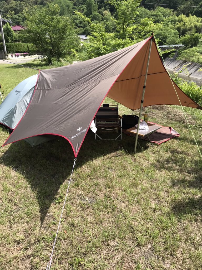 ツーリングドームSTとペンタシールドの小川張りで近くの河原に試し張り