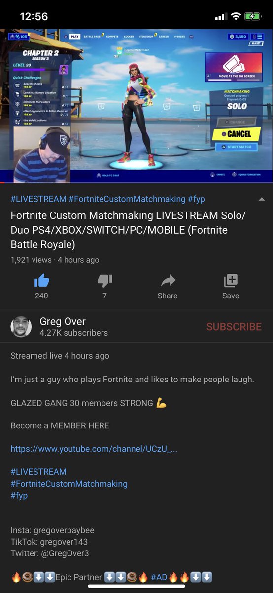 GregOver3's tweet image. Strange things are happening to me..... 1921 views 240 likes..... oh what a @FortniteGame livestream. 

I’m wayyy up I feel blessed #ThankYou