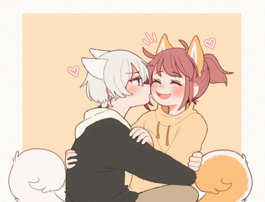 Me enteré que el día de ayer fue el día del Yuri en Japón , yo que soy amante del yuri y es practicamente mi vida no puedo dejarlo pasar, asi que hoy lo celebro con este dibujo de mis cachorritas preciosas Reo y Ai !💙❤️🐶🐶❤️💙