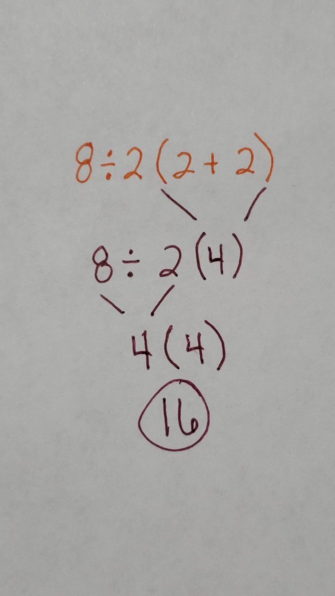 MrsParsons_Math's tweet photo. @CitizenABC @DrTechSpratt @mashupmath Keep. Since the 2 on the outside of the () is "touching" the () with no operation symbol in between, means 2 times what's inside the (). https://t.co/kjfyXmrIlB