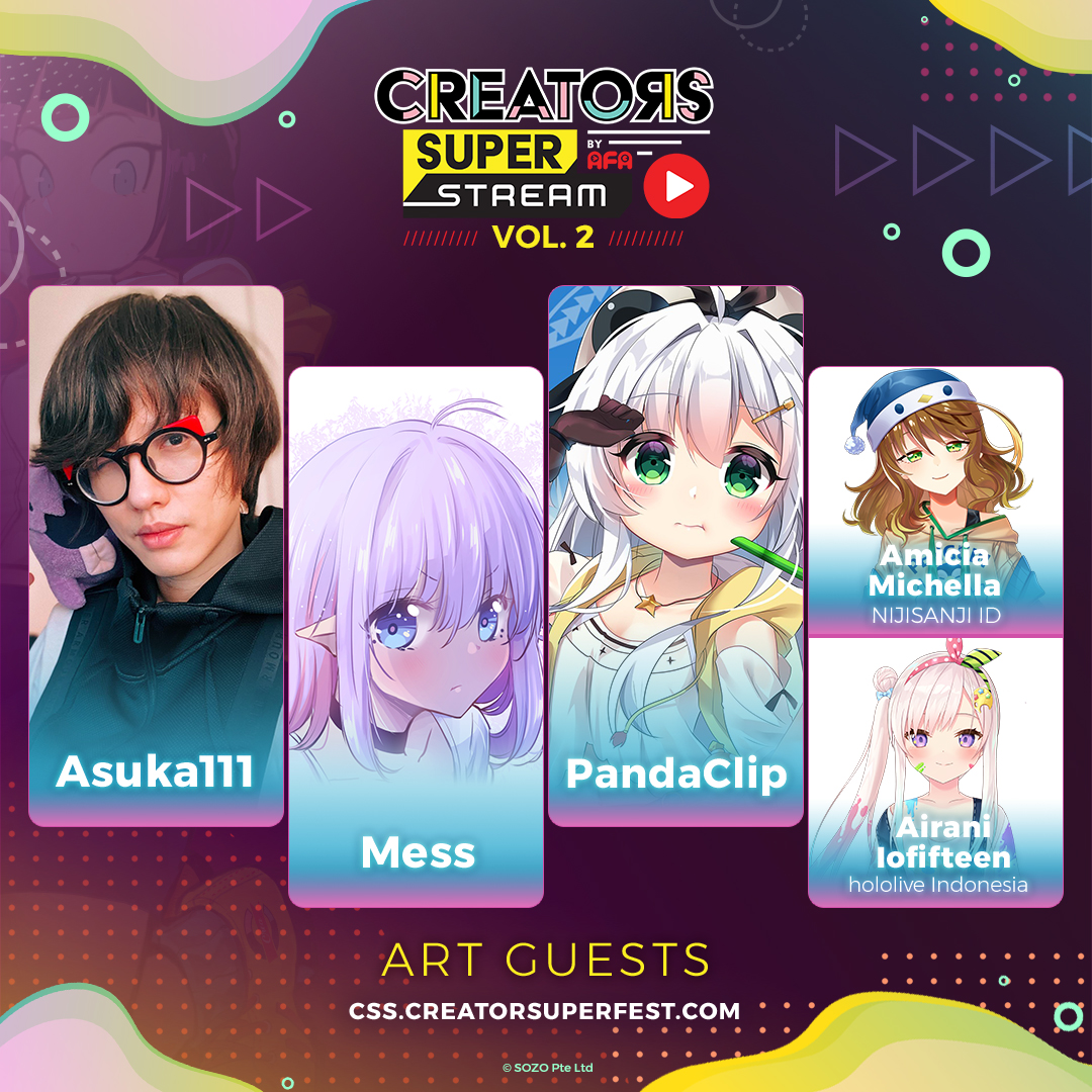#CSSVol2 Stream dimulai sekarang! Jangan lewatkan penampilan ilustrator panutanmu di CSS Art Day!

Dapatkan tiket disini:
css.creatorsuperfest.com/tickets/

*Stream dalam Bahasa Indonesia

Creators Super Stream 2020 Vol.2
26-28 Juni 2020

Stay Home, Stay Safe, Stay Creative!