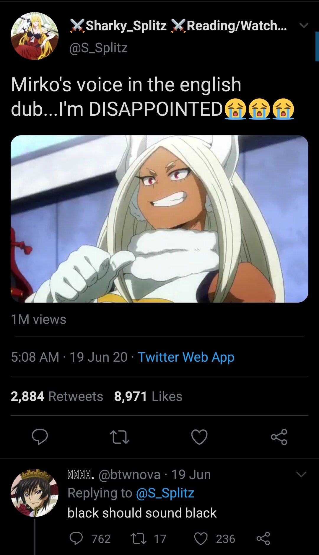 こつよせ V Twitter 声優人種問題で小話一つ ヒロアカのミルコの声残念 に対して 黒人は黒人らしく聞こえるべき とレスが しかし米国版の 声優は黒人 さらにその声優は肌の黒いキャラは黒人だろうと早合点しリプレゼンテーション素晴らしいと言うタイプ だが当の こつよせ V Twitter 声優人種問題で小話一つ ヒロアカのミルコの声残念 に対して 黒人は黒人らしく聞こえるべき とレスが しかし米国版の 声優は黒人 さらにその声優は肌の黒いキャラは黒人だろうと早合点しリプレゼンテーション素晴らしいと言うタイプ だが当の
