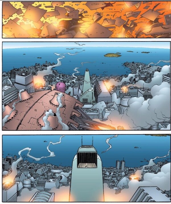 5.) Aerial attacks on cities with known civilian populations (This panel is from avengers v xmen but does show my point.) the fact still stands that Xavier has authorized attacks on Genosha in retaliation against Erik & The Brotherhood